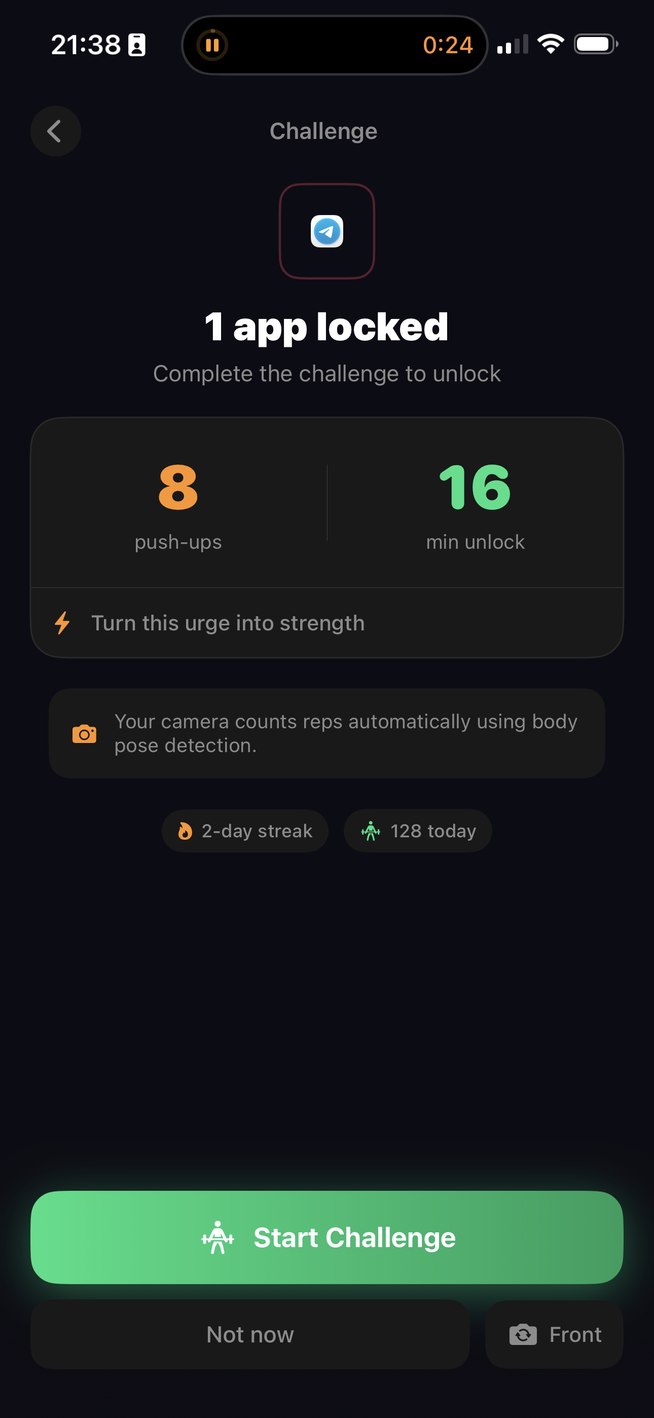 Challenge screen