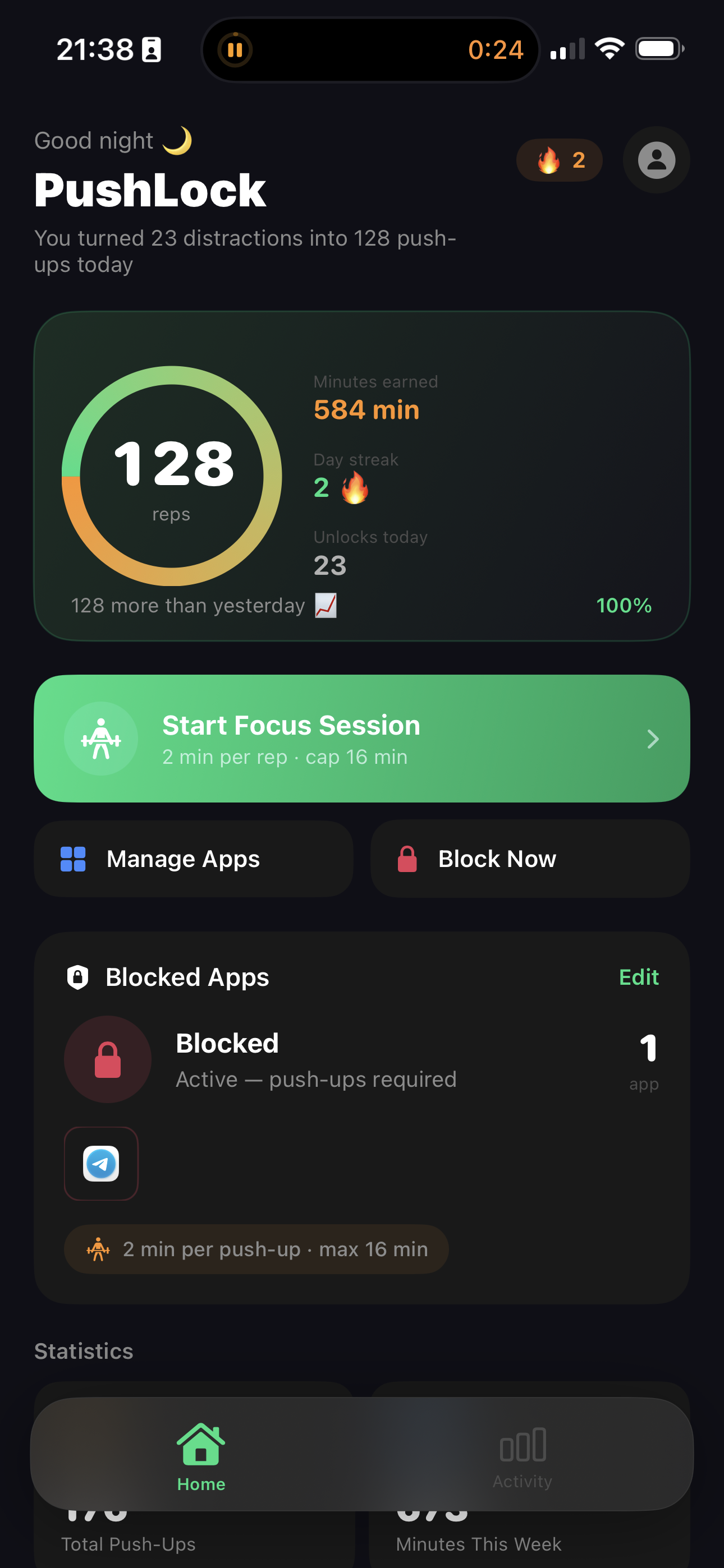 Home dashboard
